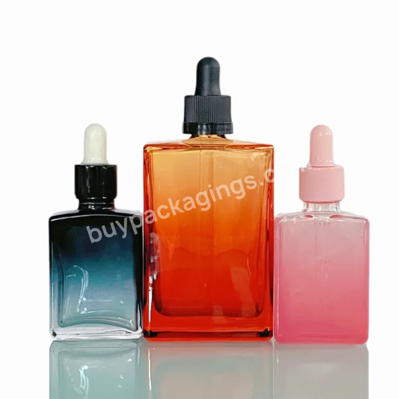 30ml 1oz Rectangle Glass Hair Oil Essential Oil Bottles Cosmetic Package Luxury Face Serum Essence Square Dropper Bottle