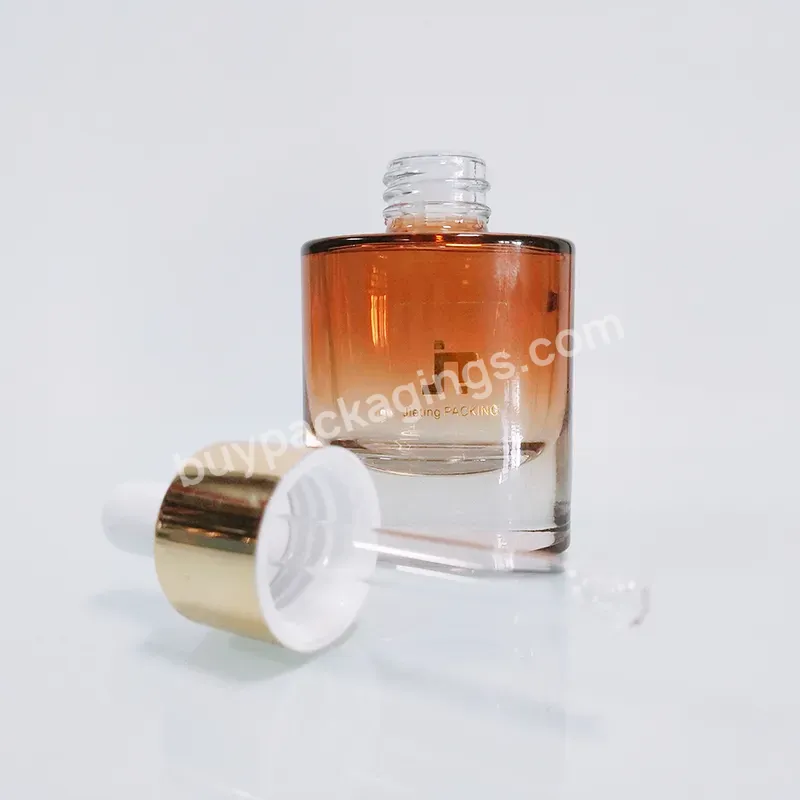 30ml 40ml 100ml 120ml Customized Oval Frosted Cosmetic Glass Dropper Bottle Flat Shoulder Essential Oil Push Button Droppe