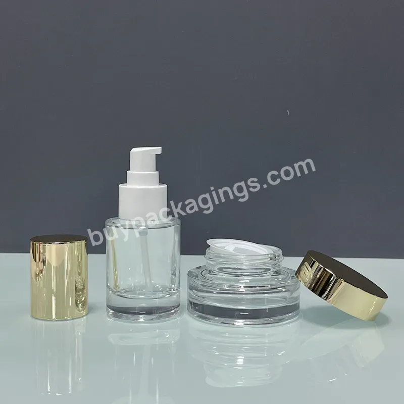 30ml 40ml 50ml 100ml 120ml 30g 50g Glass Toner Pump Bottles Cosmetics Containers And Jar For Skin Care Set