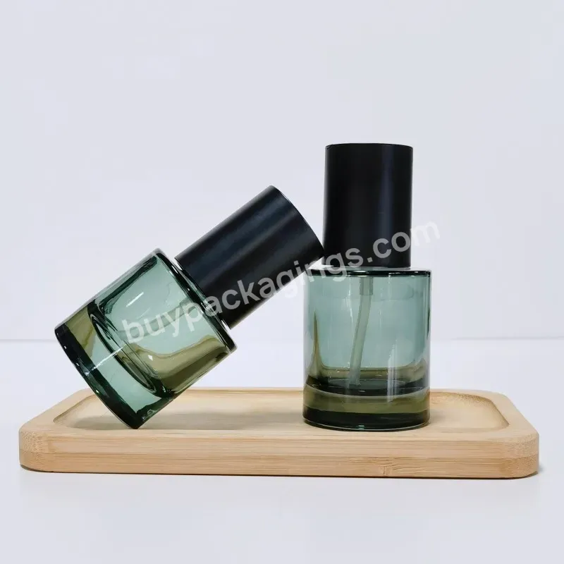 30ml 40ml 50ml Flat Shoulder Round Shape Luxury Skincare Serum Essential Oil Clear Glass Thick Bottom Dropper Bottle