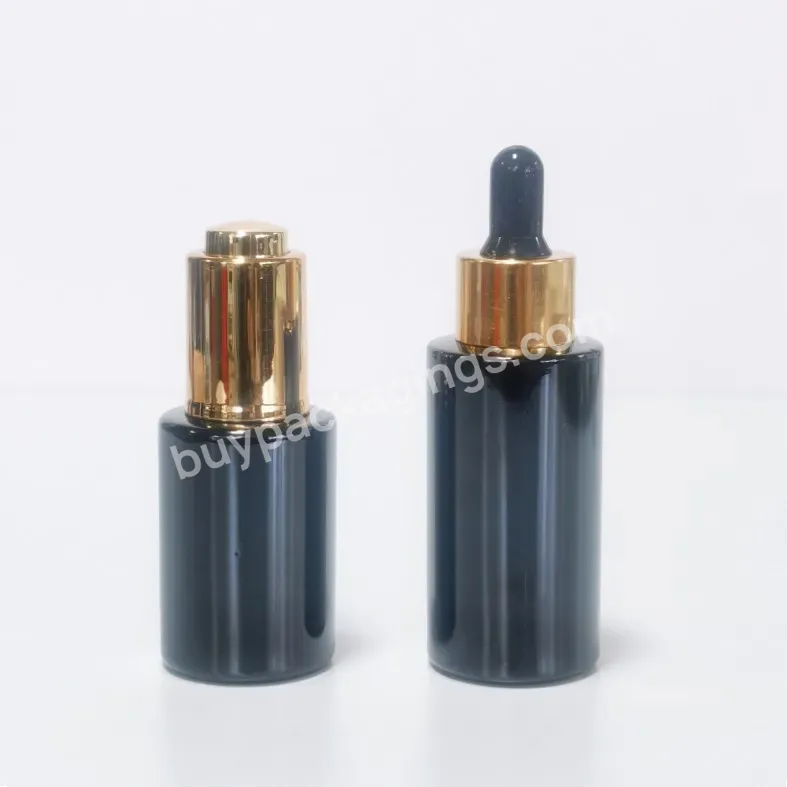 30ml 40ml Cosmetic Skin Care Essential Oil Essence Packaging Black Glass Flat Shoulder Matte Serum Dropper Bottle