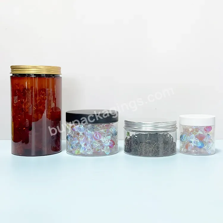 30ml 50ml 100ml 120ml 200ml 250ml 500ml Cosmetic Packaging Clear Amber Black Pet Plastic Cream Jar With Plastic Lid