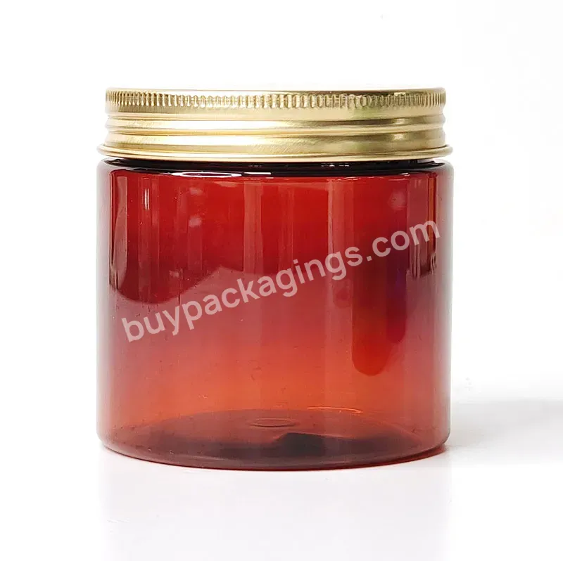 30ml 50ml 100ml 120ml 200ml 250ml 500ml Cosmetic Packaging Food Grade Container Amber Plastic Pet Jar With Gold Aluminum Cap