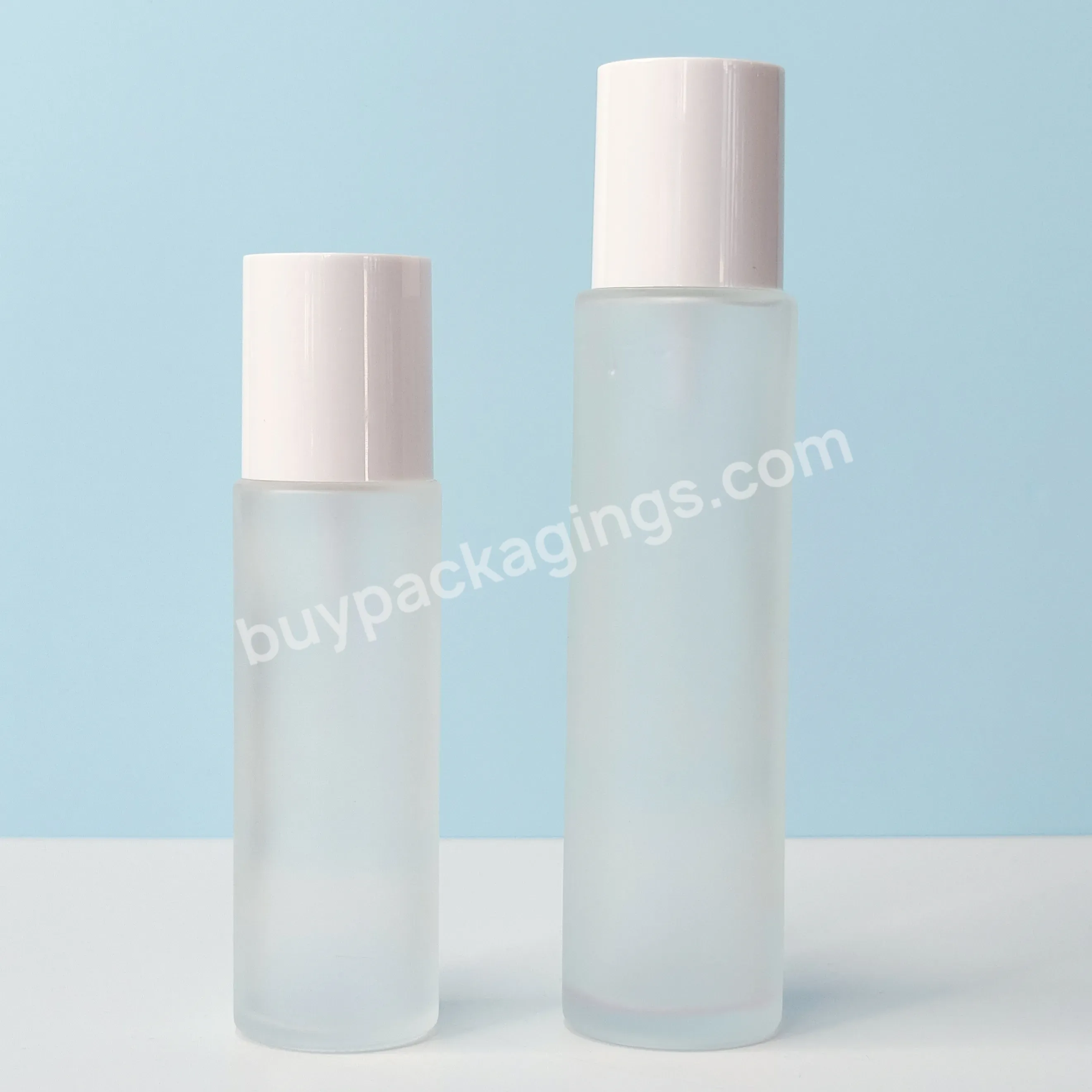 30ml 50ml 100ml 120ml Luxury Frosted Glass Cosmetic Toner Lotion Serum Pump Bottle Custom Skincare Packaging