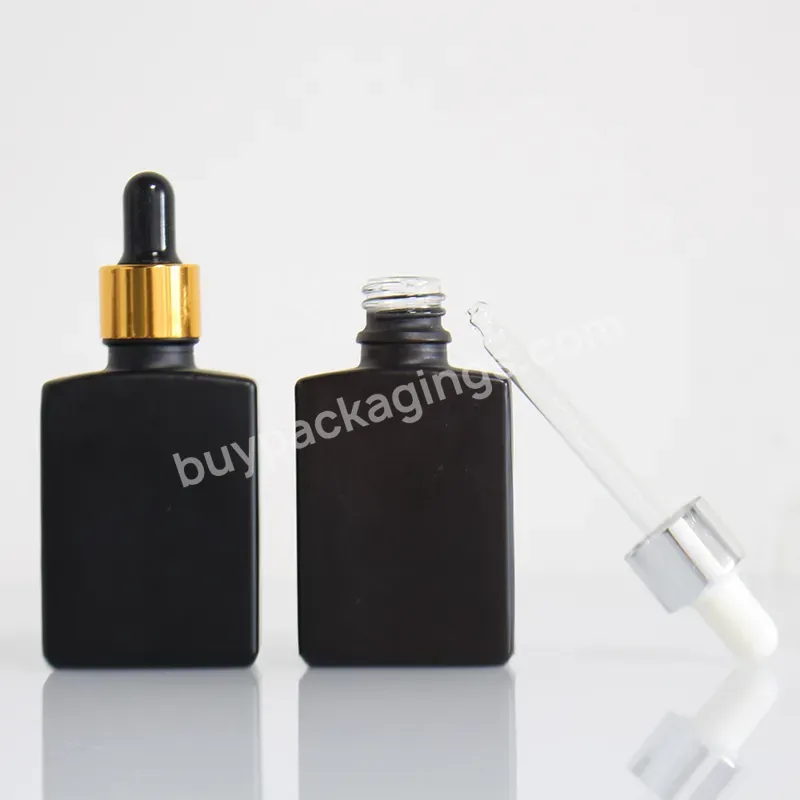 30ml 50ml 100ml 1oz Essential Oil Bottles Frosted White Black Square Glass Serum Dropper Bottles