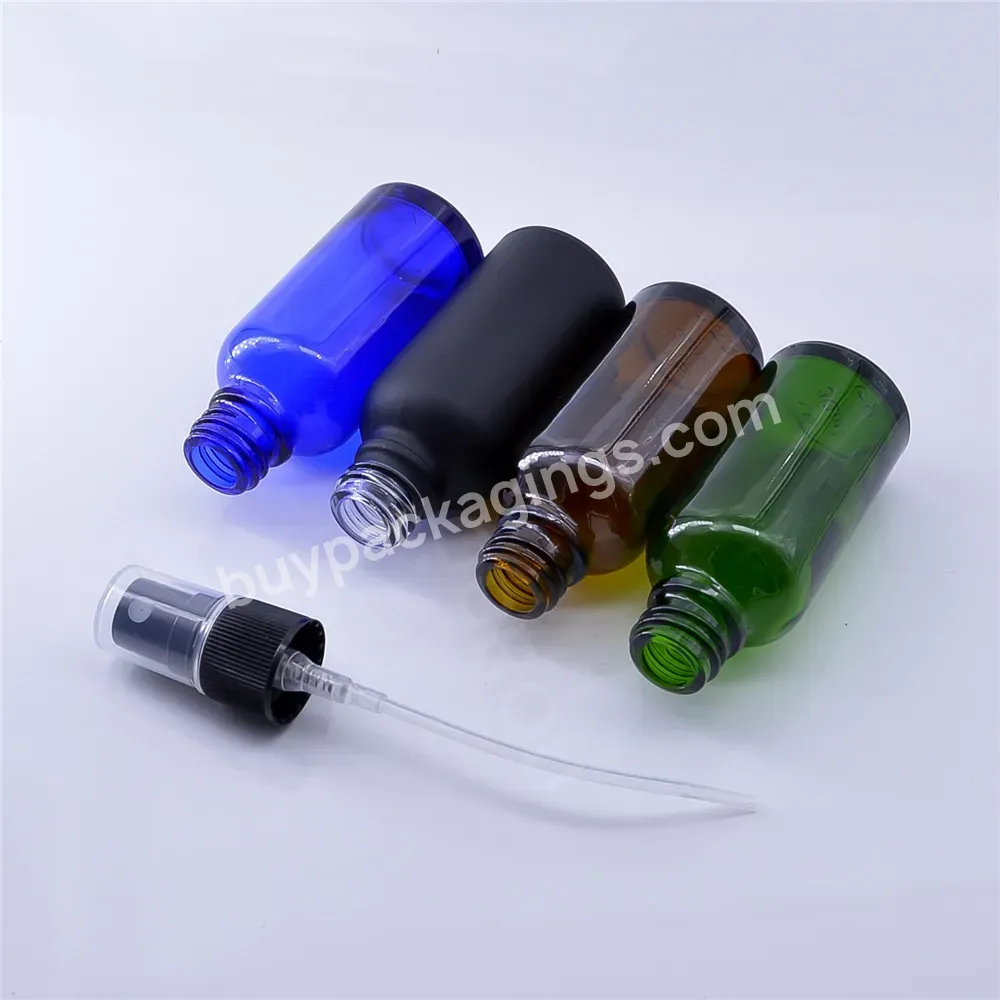 30ml 50ml 100ml Amber Spray Bottle 1oz Green Clear Blue Brown Glass Bottle With Press Pump Spray Wholesale