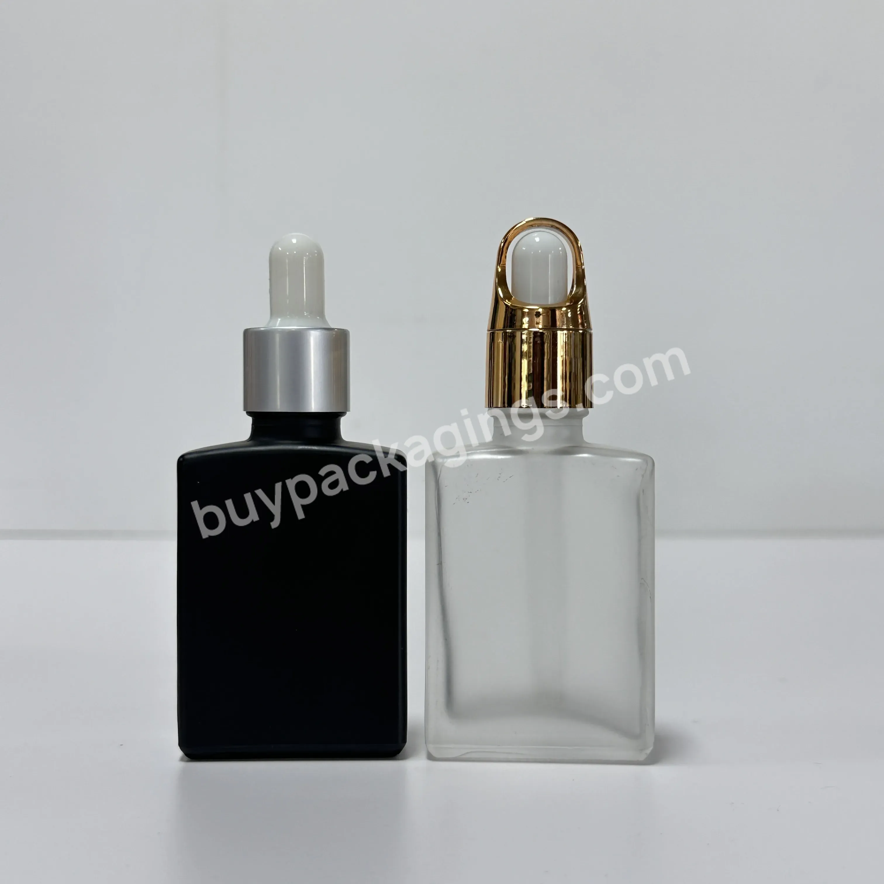 30ml 50ml 100ml Black Glass Square Rectangle Dropper Bottle For Essential Oil