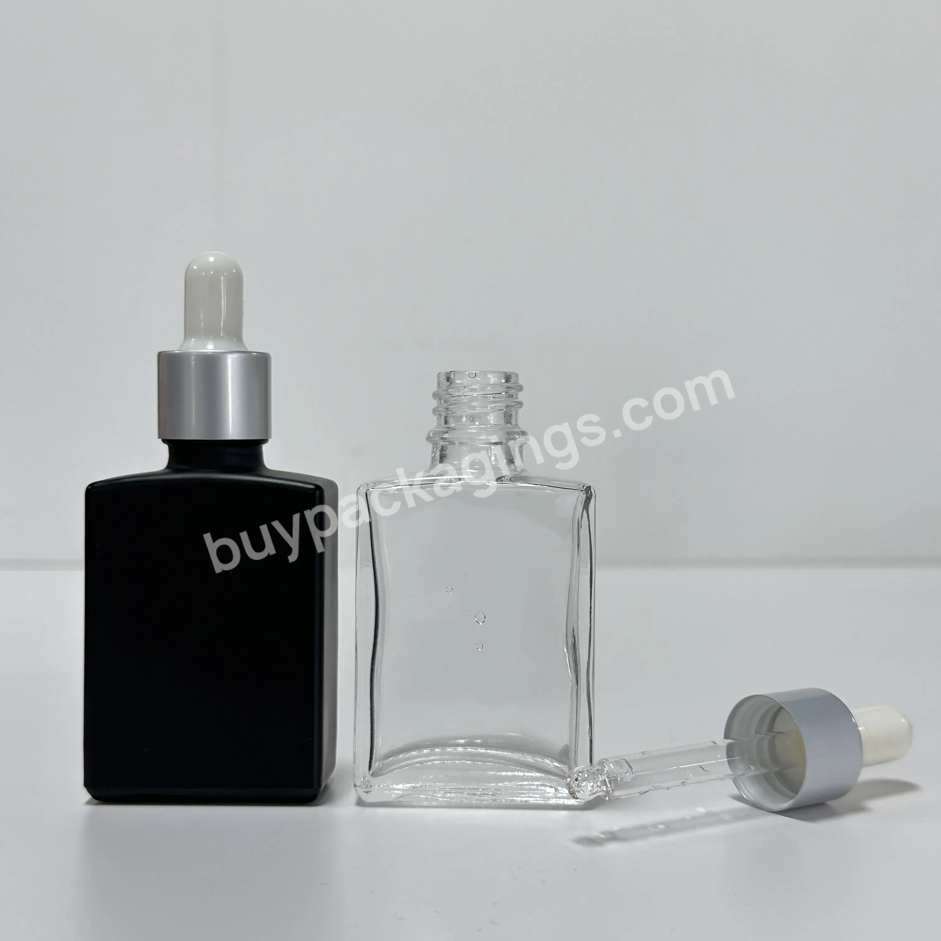 30ml 50ml 100ml Black Glass Square Rectangle Dropper Bottle For Essential Oil