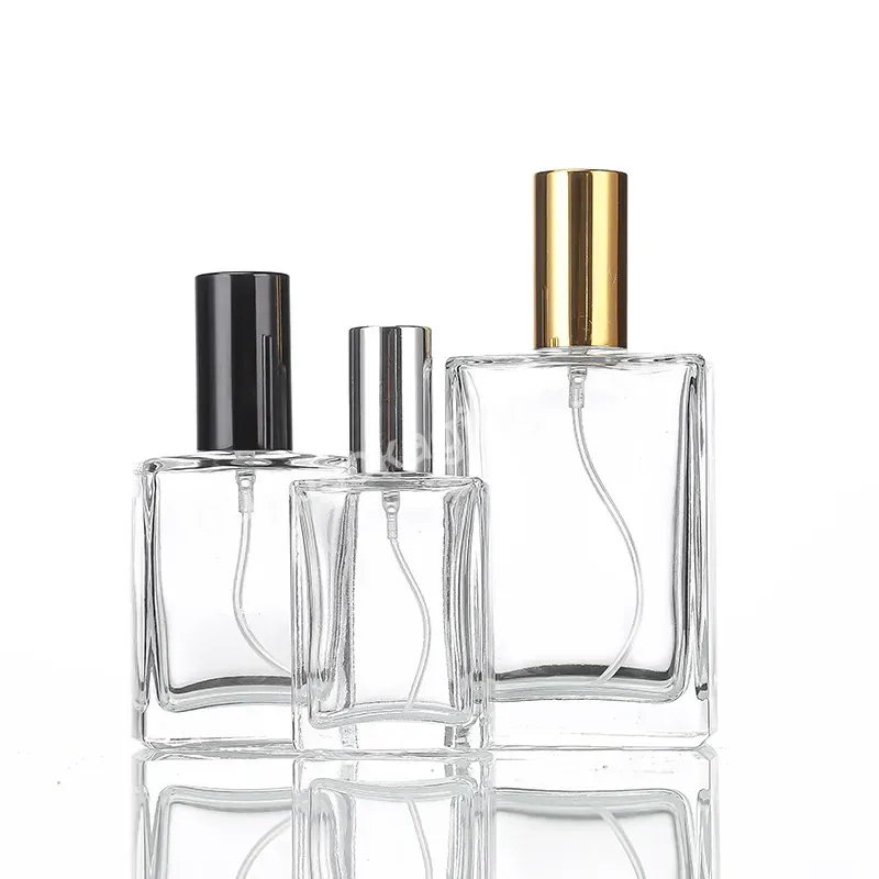 30ml 50ml 100ml Clear Glass Thick Wall Flat Shoulder Rectangle Square Perfume Bottles Luxury Perfume Bottles Design