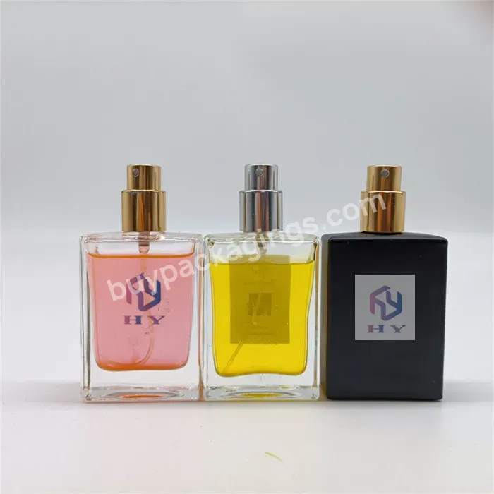 30ml 50ml 100ml Custom Square Empty Clear Fragrance Men Women Use Glass Perfume Oil Bottles Packaging With Spray Pump Cap