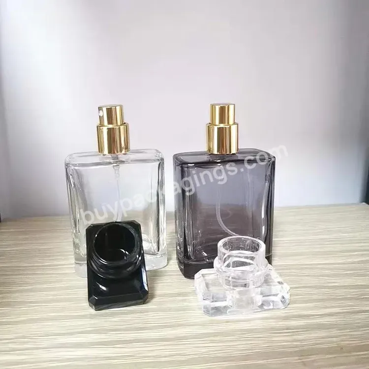 30ml 50ml 100ml Custom Square Empty Clear Fragrance Men Women Use Glass Perfume Oil Bottles Packaging With Spray Pump Cap