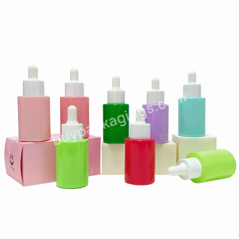 30ml 50ml 100ml Customized Colorful Cosmetic Packaging Serum Oil Body Cream Skincare Flat Shoulder Glass Bottle With Lid