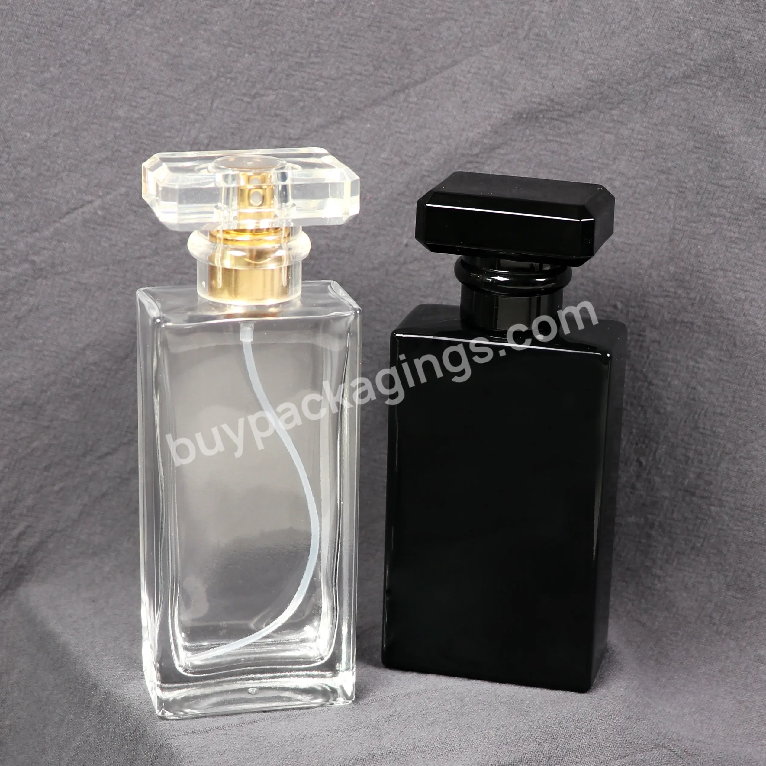 30ml 50ml 100ml Luxury Clear Black Frosted Flat Rectangle Empty Glass Perfume Bottle New Design Perfume Bottles With Packaging