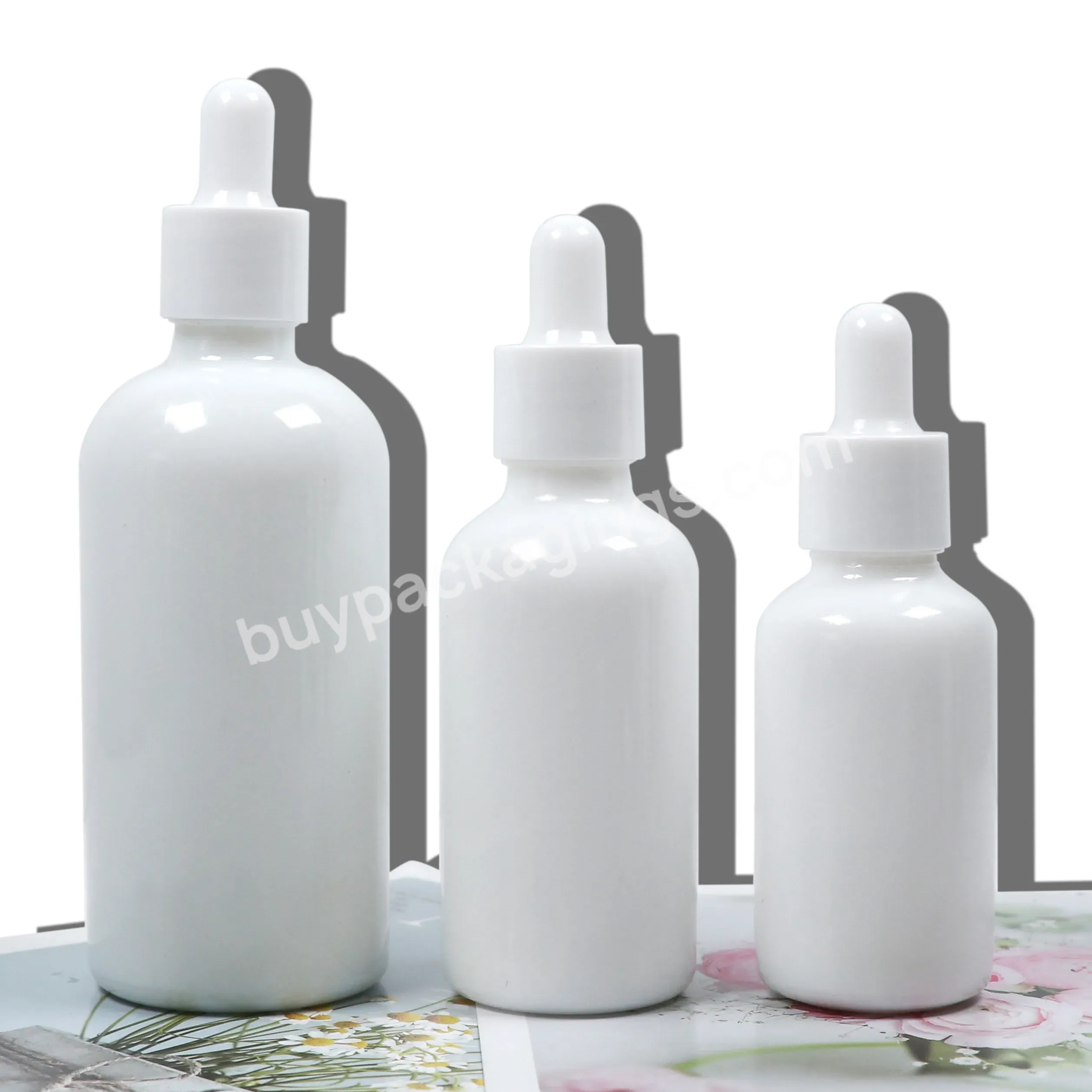 30ml 50ml 100ml White Porcelain Glass Essential Oil Dropper Bottles With White Top Empty Refillable Glass Bottles