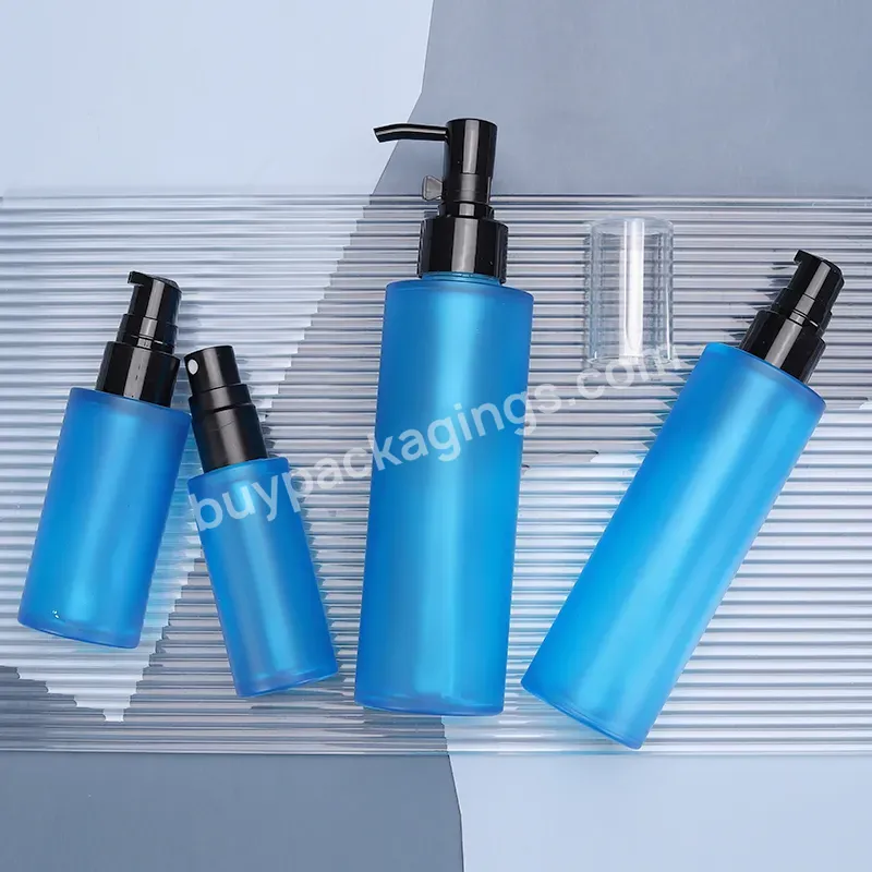 30ml 50ml 120ml 150ml Cosmetic Lotion Spray Pump Bottle In Stock Blue Plastic Pump Bottle With Black Lotion Pump