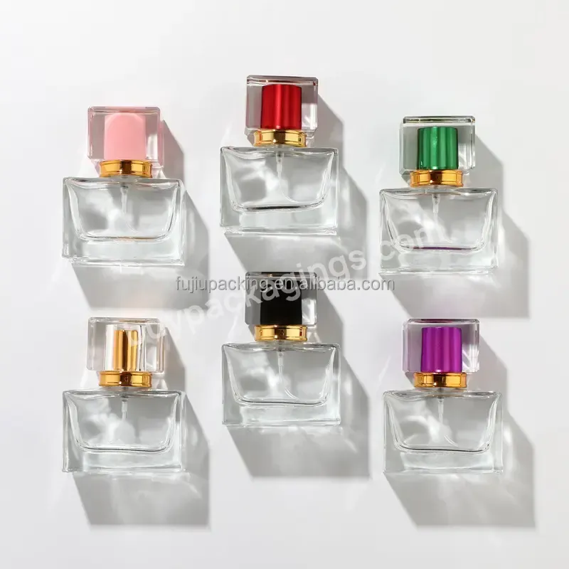 30ml 50ml 1oz Empty Cosmetic Fancy Perfume Bottle / Square Shape Glass Spray Bottle With Gold Top / Air Freshener Bottles