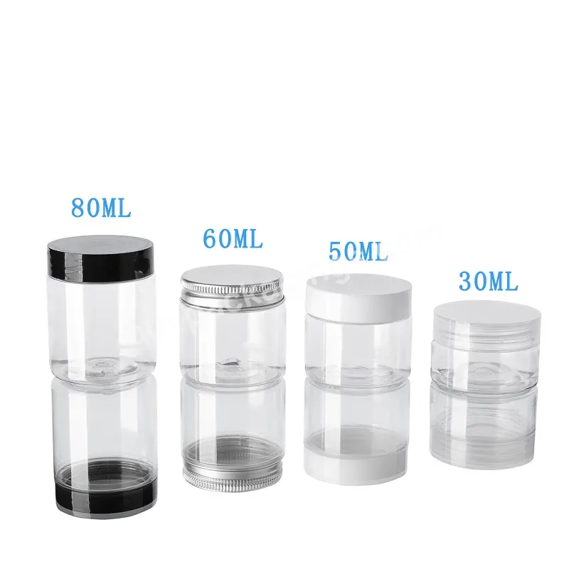 30ml 50ml 60ml Pet Plastic Transparent Jar With Black Screw Lid