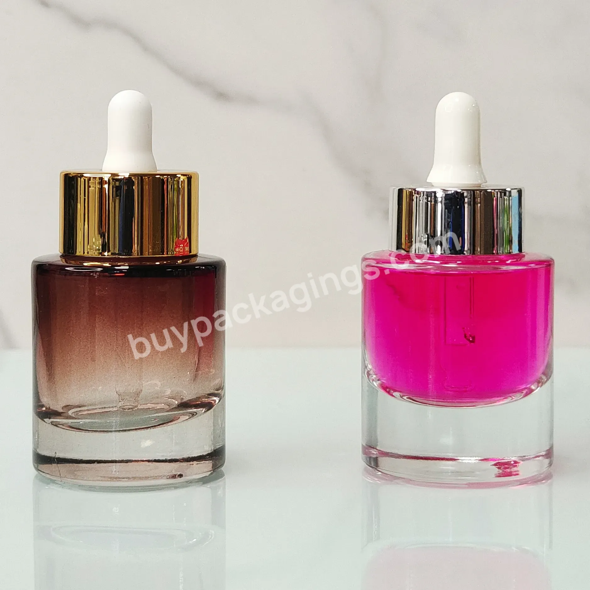 30ml 50ml Amber Clear Round Glass Bottle Foundation Liquid Solution Essential Oil Dropper Thick Bottom Essence Bottle