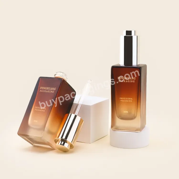 30ml 50ml Amber Glass Packaging Cosmetic Glass Pump Bottle Moisturize Essential Oil Serum Dropper Bottle