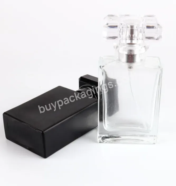 30ml 50ml Black Square Glass Perfume Bottle Clear Transparent Square Spray Bottle Essential Oil Bottle