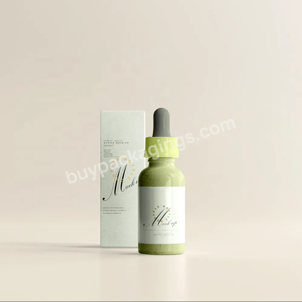 30ml 50ml Cosmetic Custom Clear Green Glass Dropper Bottle Serum Essential Oil Packaging With Box