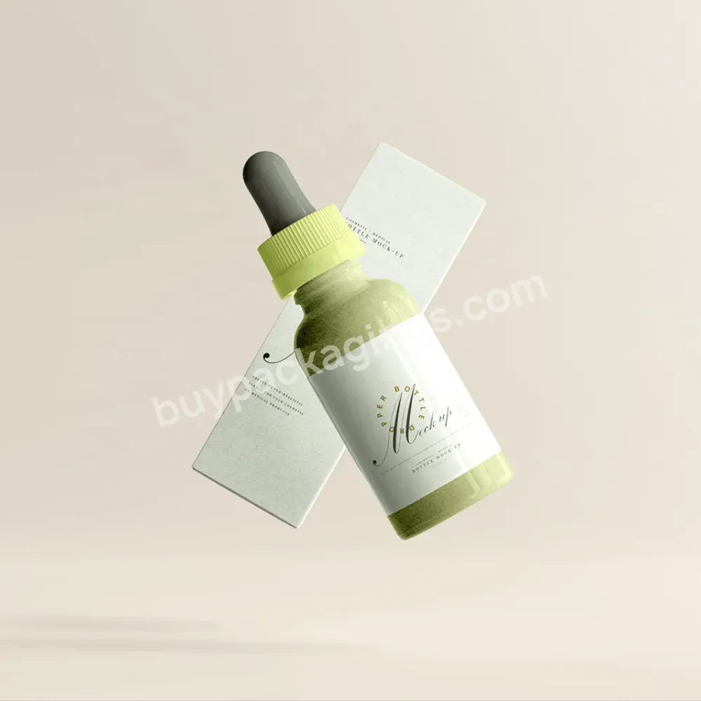 30ml 50ml Cosmetic Custom Clear Green Glass Dropper Bottle Serum Essential Oil Packaging With Box