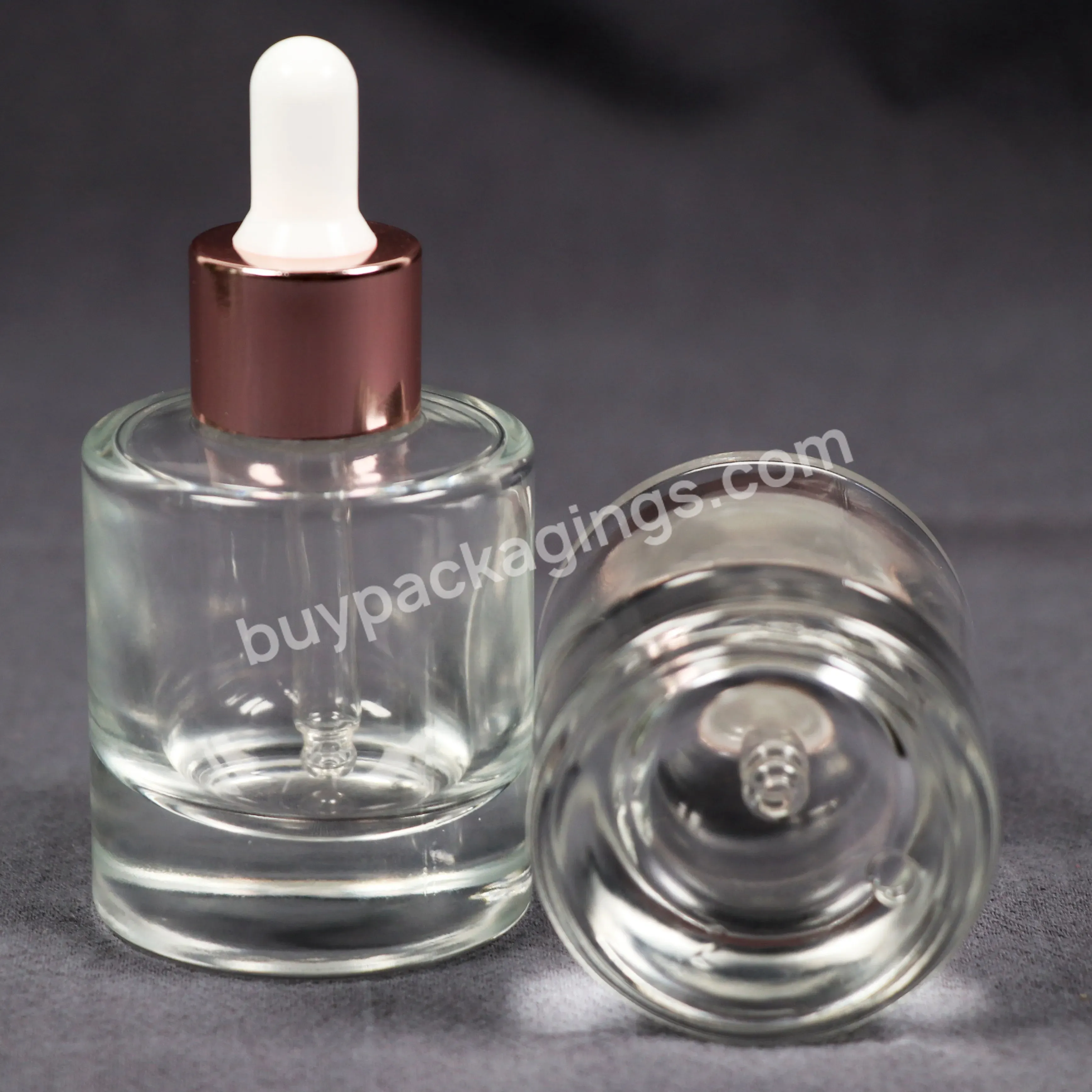 30ml 50ml Hot Sale Customize Logo Round Transparent Cosmetic Bottle Serum Essential Oil Glass Dropper Bottle For Skin Care