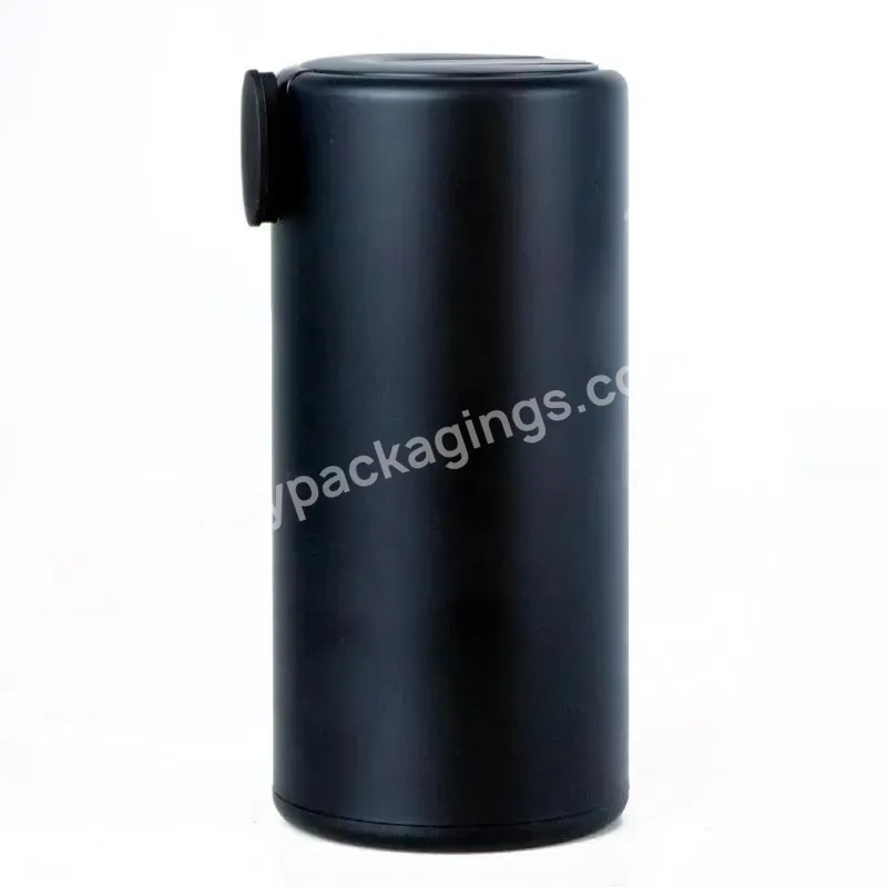 30ml 50ml Matte Black Round Shape Airless Pump Plastic Bottle With Child Resistant For Foundation Cosmetic Packaging