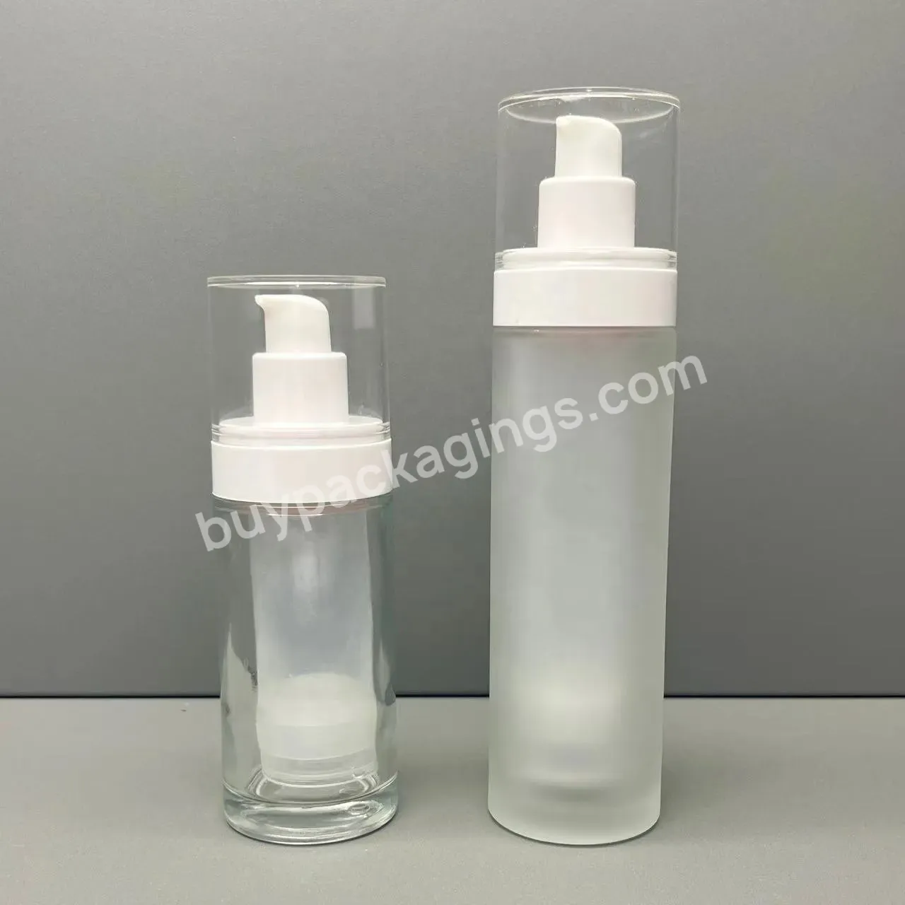 30ml 50ml New Collection Transparent Glass Airless Pump Bottles Refill Double Chamber Vacuum Packaging Refillable Inner Bottle