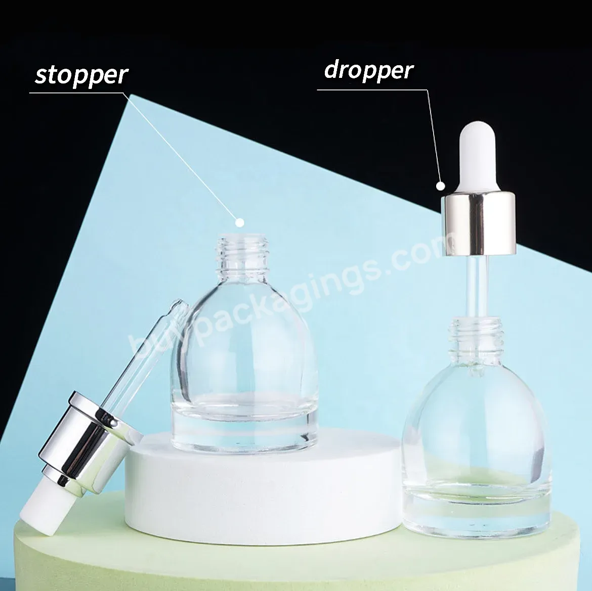 30ml 50ml Serum Bottles Essence Clear Cylinder Skin Care Essence Oil Glass Bottle With Special Dropper Pipette