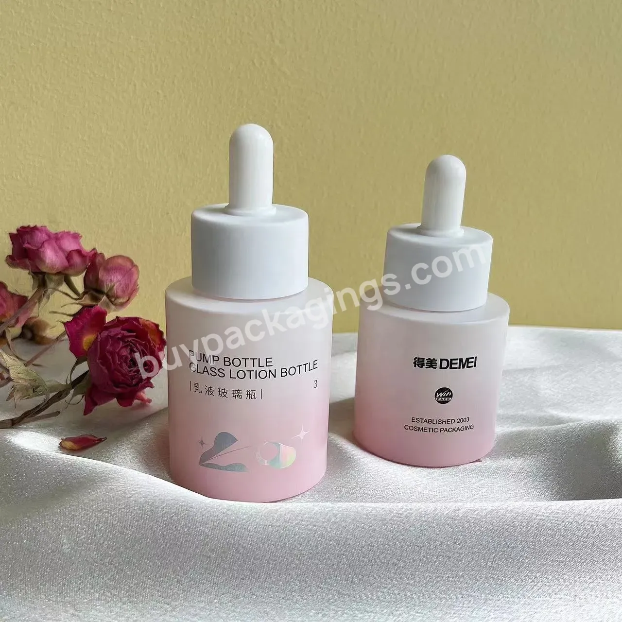 30ml 50ml Super Thick Bottom Luxury Cute Skin Care Essence Bottle 30ml Glass Dropper Bottle For Serum And Oil