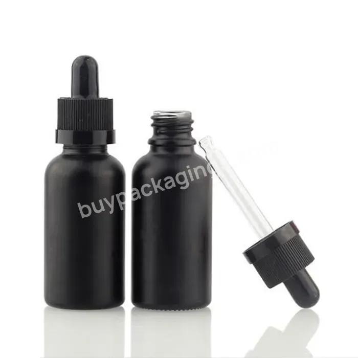 30ml Cosmetic Packaging Black Frosted Essential Oil Dropper Glass Bottle