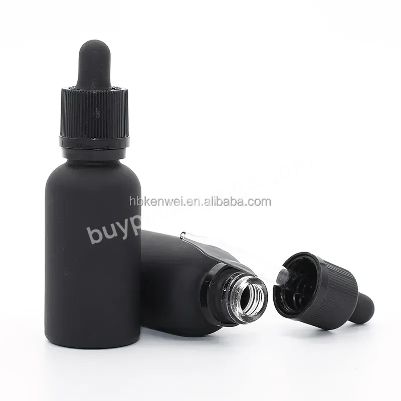 30ml Cosmetic Packaging Black Frosted Essential Oil Dropper Glass Bottle