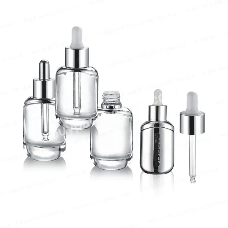 30ml Luxury Serum Glass Bottle With Gold Or Silver Dropper For Serum