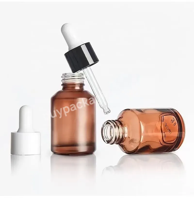 30ml Oblique Shoulder Amber Raw Material Glass Essential Oil Bottle Amber Dropper Bottle For Skincare Containers