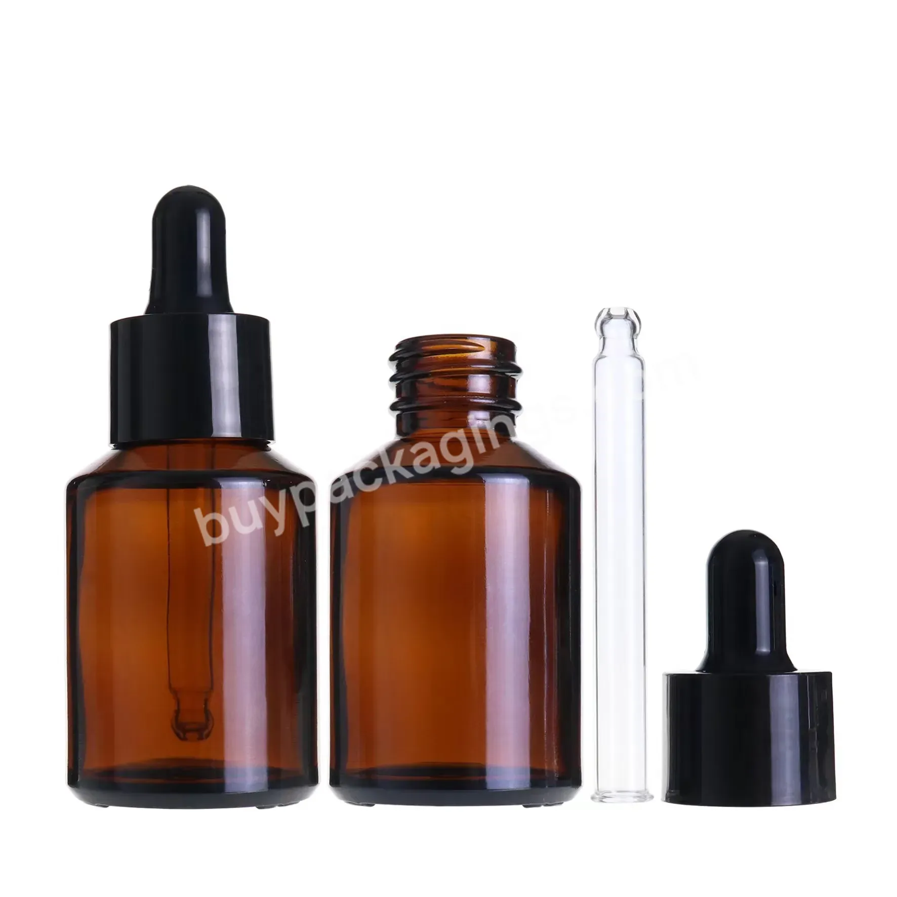 30ml Oblique Shoulder Amber Raw Material Glass Essential Oil Bottle Amber Dropper Bottle For Skincare Containers