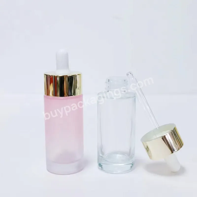 30ml Round Thick Botom Transparent Essential Oil Glass Bottle With Electroplate Dropper Cap