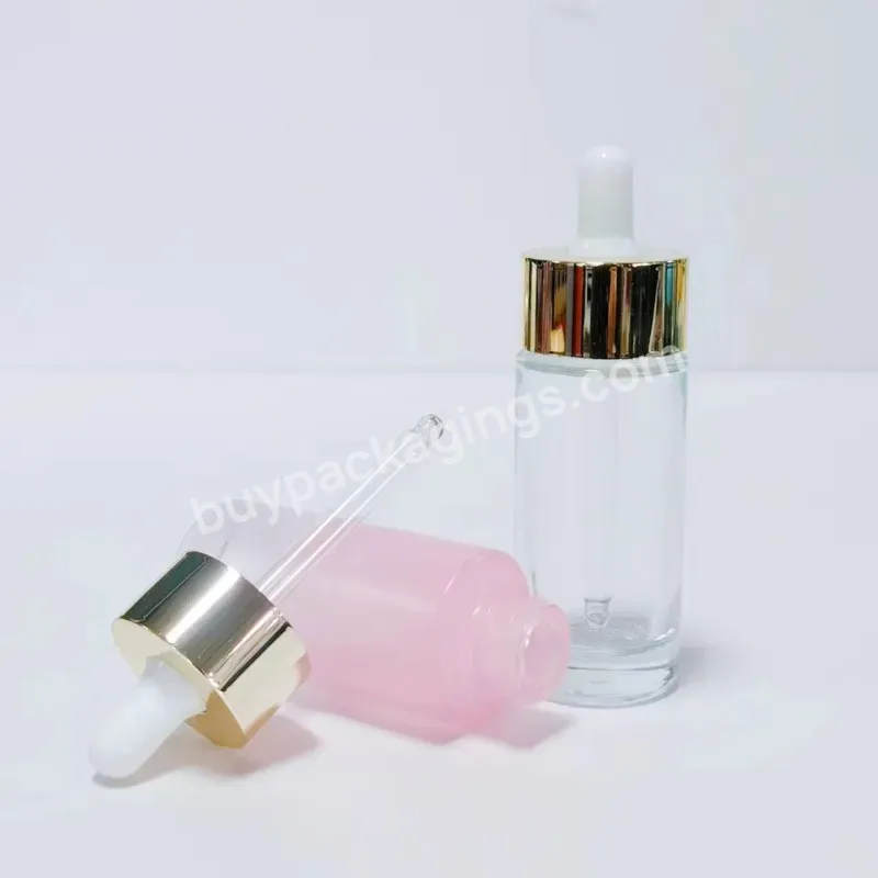 30ml Round Thick Botom Transparent Essential Oil Glass Bottle With Electroplate Dropper Cap