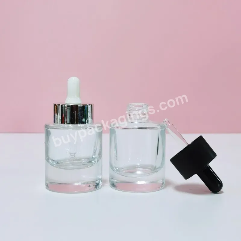 30ml Serum Wide Bottle Glass Dropper Frosted Flat Shoulder Wide With Dropper Bottle For Serum Oil