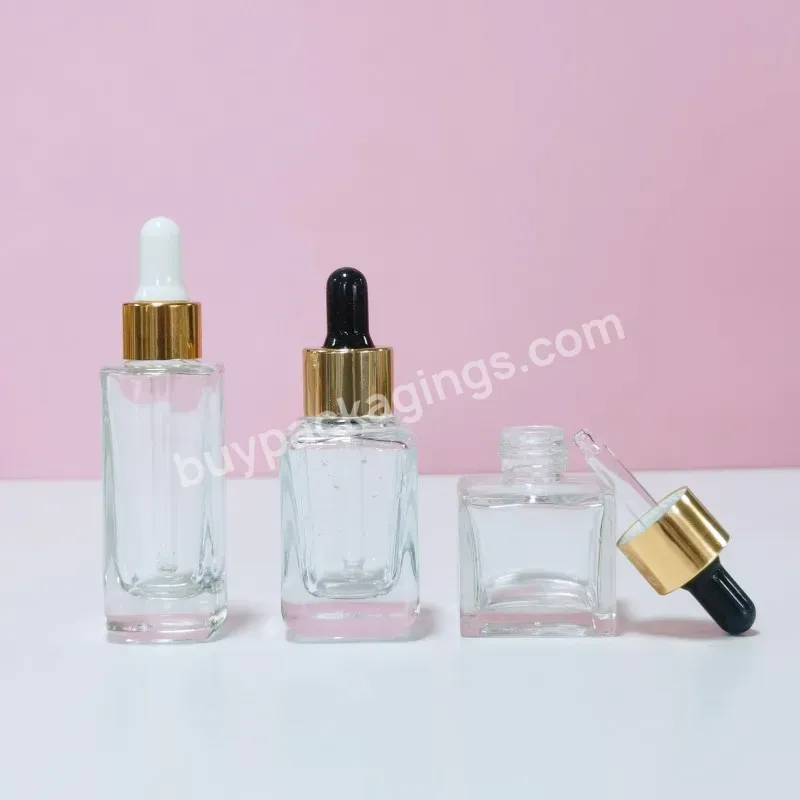 30ml Square Glass Bottle Essence Dropper Glass Bottle Skin Care Liquid Bottle Packaging