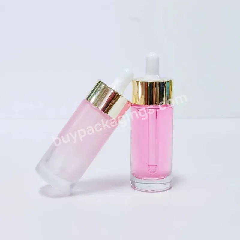 30ml Transparent Pink Cylindrical Flat Shoulder Glass Dropper Bottle For Travel Separation Of Essential Oil Essence