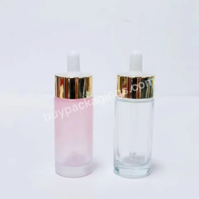 30ml Transparent Pink Cylindrical Flat Shoulder Glass Dropper Bottle For Travel Separation Of Essential Oil Essence