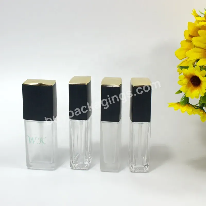 30ml Transparent Rectangle Matte Frosted Glass Liquid Foundation Container Bb Cream Makeup Cosmetics Pump Lotion Bottle