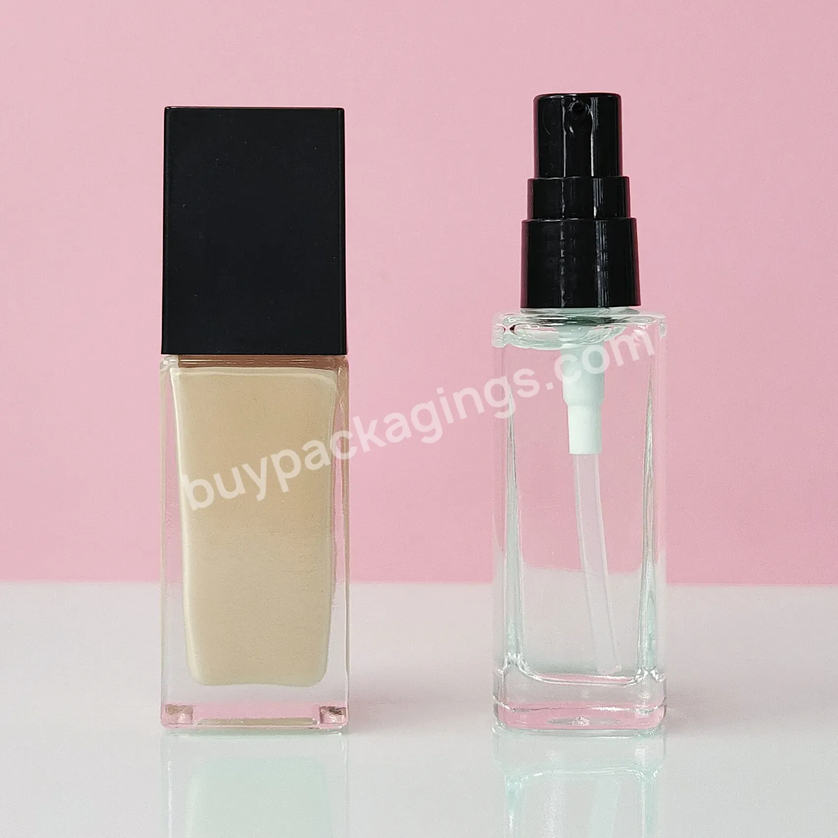 30ml Unique Shape Empty Liquid Foundation Container Skincare Cosmetic Packaging Glass Bottle With Pump