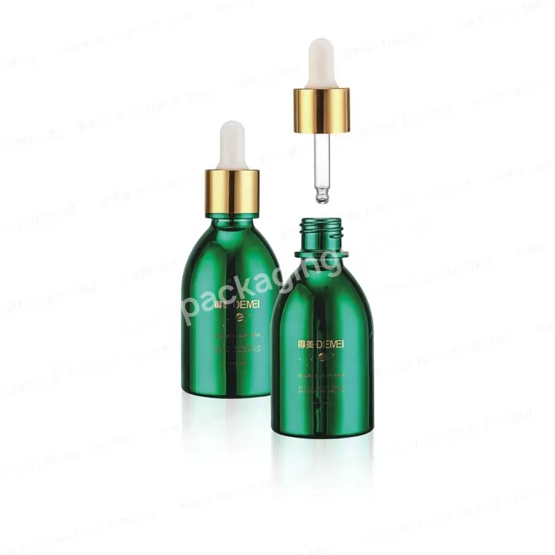 30ml Uv Pink Green Glass Dropper Bottle Round Shoulder Serum Dropper Bottle