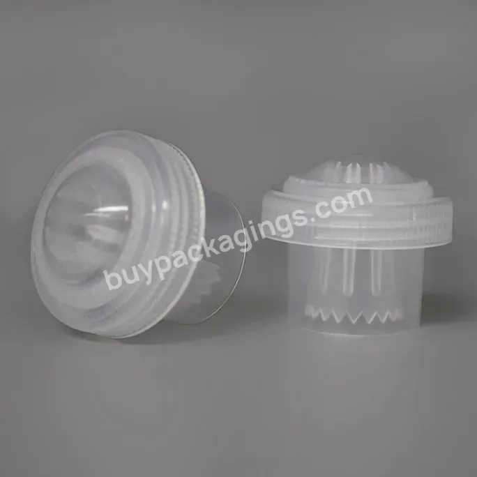 30mm Neck Size Wholesale Juice Powder Press-type Bottle Cap Clear Plastic Easy Pulling Cap For Beverage Mineral Water Bottle