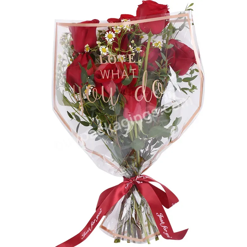 30pcs/lot Plastic Flower Bag Clear Cellophane Transparent Rose Flower Floral Bouquet Wrapping Paper For Florist Materials