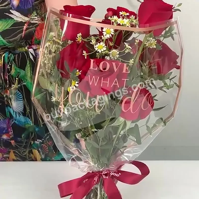 30pcs/lot Plastic Flower Bag Clear Cellophane Transparent Rose Flower Floral Bouquet Wrapping Paper For Florist Materials