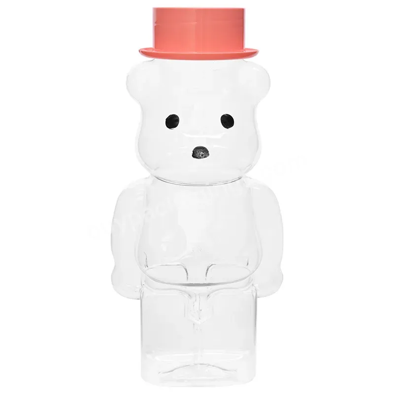 32cm Wholesale Bear Popcorn Plastic Jar Transparent Food Grade Cartoon Creative Bottle Thickened Juice Drinks Bottle