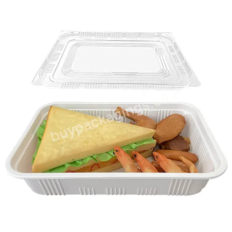 32oz Takeaway White Plastic Microwave Pp Food Lunch Container Rectangle Disposable Container 1000 With Lid